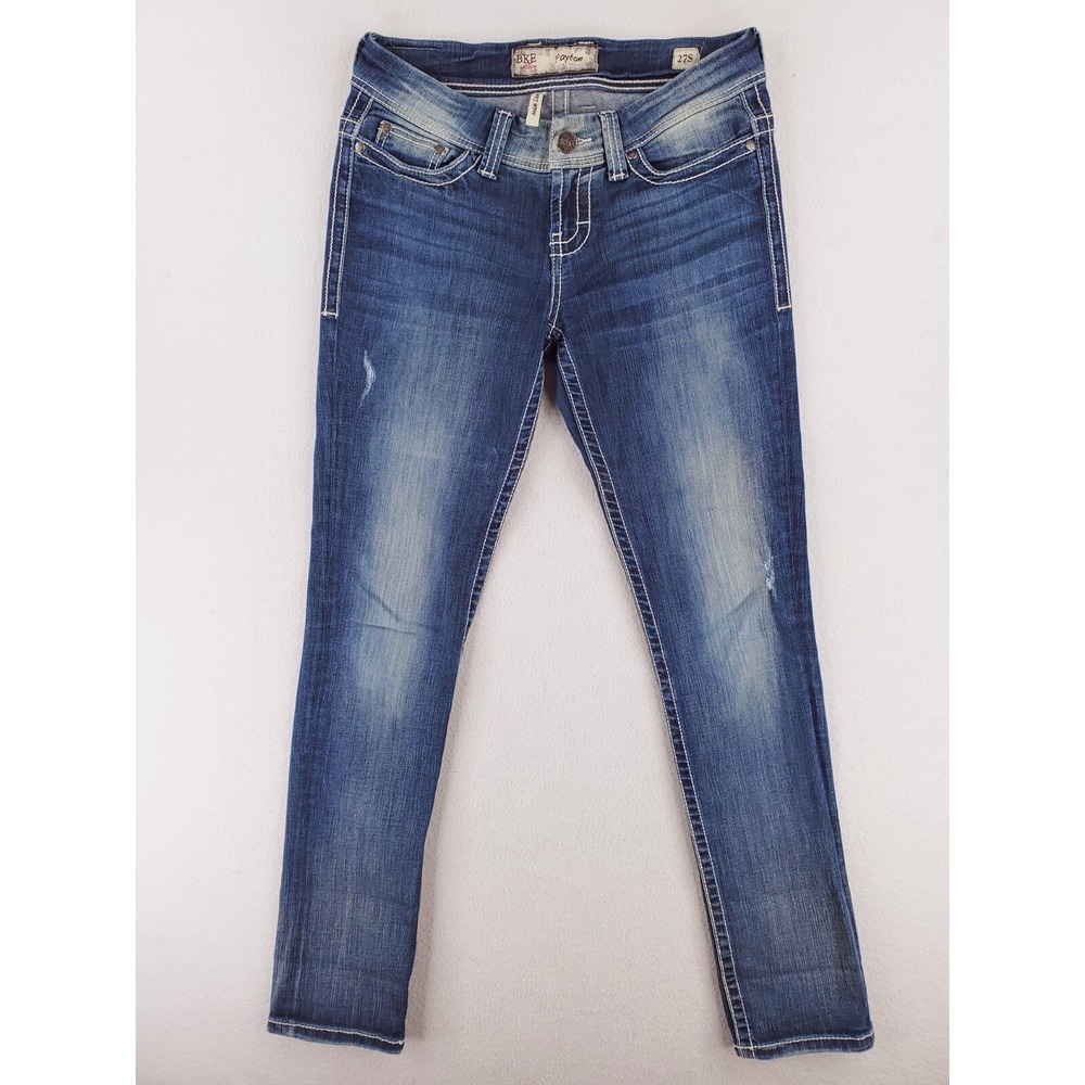 BKE Jeans Womens 27S Payton Ankle Skinny Thick Stitch Distressed Denim Pants Y2K